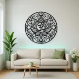 Om Lotus Circle Metal Wall Art | Botanical Metal Wall Decor