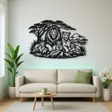 Lion Family Pride Metal Wall Art | Wildlife Silhouette Decor