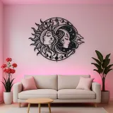 Day and Night Faces Metal Wall Art | Celestial Boho Wall Decor