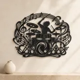 Drum Rhythm Circle Metal Wall Art | Modern Abstract Metal Decor - lifestyle view 3