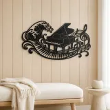 Piano Wave Keys Metal Wall Art | Music Room Wall Decor - lifestyle view 5