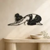 Calm Child Pose Metal Wall Art | Family Silhouette Decor - lifestyle view 3