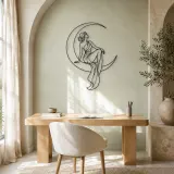 Crescent Moon Woman Metal Wall Art | Celestial Woman Wall Decor - lifestyle view 4