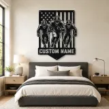 Personalized Three Football Players Flag Metal Wall Art - lifestyle view 2