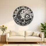 Starry Crescent Garden Metal Wall Art | Botanical Metal Wall Decor