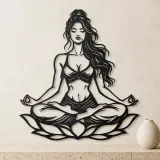 Lotus Meditation Metal Wall Art | Movement Silhouette Decor - lifestyle view 3