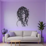 Leaf Veil Face Metal Wall Art | Minimalist Woman Line Art