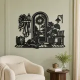 Dog by the Door Metal Wall Art | Pet Lover Silhouette Decor - lifestyle view 2