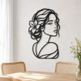 Calm Side Glance Metal Wall Art | Minimalist Woman Line Art - lifestyle view 4