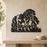 Pony and Child Metal Wall Art | Equestrian Wall Decor - lifestyle view 3
