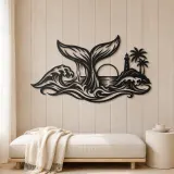 Whale Tail Ocean Metal Wall Art | Coastal and Nautical Wall Decor - lifestyle view 5