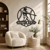 Personalized Baseball Batter Stitched Ball Metal Wall Art - lifestyle view 5