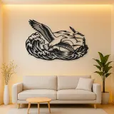Seagull Wave Flight Metal Wall Art | Coastal and Nautical Wall Decor