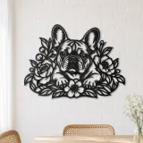 French Bulldog Floral Metal Wall Art | Pet Lover Silhouette Decor - lifestyle view 4