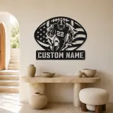 Personalized Number 22 Running Back American Flag Metal Wall Art - lifestyle view 3