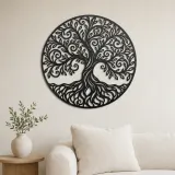 Cartel de metal de árbol de ramas en espiral | Decoración mural botánica de metal