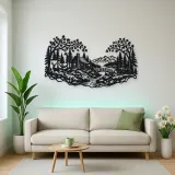 Autumn Woodland Flow Metal Wall Art | Nature Silhouette Decor