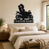 Personalized Lifted Couple Sport Motorcycle Metal Wall Art - lifestyle view 2