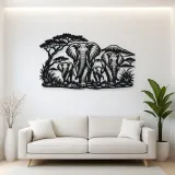 Elephant Family Walk Metal Wall Art | Wildlife Silhouette Decor