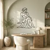 Seated Side Glance Metal Wall Art | Feminine Figure Wall Decor - lifestyle view 4
