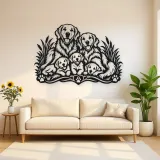 Golden Retriever Family Metal Wall Art | Pet Lover Silhouette Decor