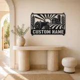 Personalized Vintage Tractor Metal Wall Art with Farm Scene - lifestyle view 3