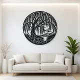 Willow Tree Moon Metal Wall Art | Botanical Metal Wall Decor