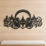 Headphones Sound Wave Metal Wall Art | Music Room Wall Decor - lifestyle view 5