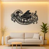 Piano Wave Keys Metal Wall Art | Music Room Wall Decor
