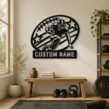 Personalized Running Back Stars and Stripes Metal Wall Art - lifestyle view 4
