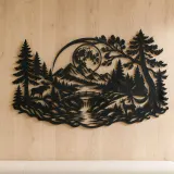 Forest Moon Arc Metal Wall Art | Nature Silhouette Decor - lifestyle view 5