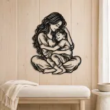 Mother Son Cuddle Metal Wall Art | Family Silhouette Decor - lifestyle view 5