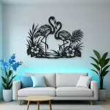 Flamingo Pair Metal Wall Art | Wildlife Silhouette Decor