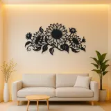 Sunflower Horizon Metal Wall Art | Botanical Metal Wall Decor