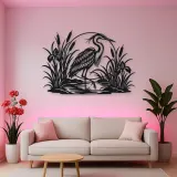 Heron Reed Garden Metal Wall Art | Wildlife Silhouette Decor