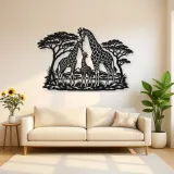 Giraffe Family Metal Wall Art | Wildlife Silhouette Decor