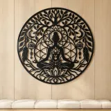 Meditation Silhouette Circle Metal Wall Art | Movement Silhouette Decor - lifestyle view 5