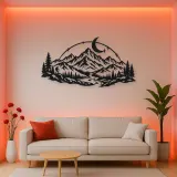 Moonlit Mountain Arc Metal Wall Art | Nature Silhouette Decor