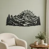 Mountain Sunrise Arc Metal Wall Art | Nature Silhouette Decor - lifestyle view 2
