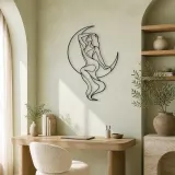 Draped Figure with Moon Metal Wall Art | Celestial Woman Wall Decor - lifestyle view 4
