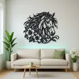 Horse Head Floral Metal Wall Art | Equestrian Wall Decor