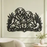 Golden Retriever Family Metal Wall Art | Pet Lover Silhouette Decor - lifestyle view 2