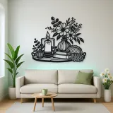 Candle and Flowers Metal Wall Art | Cozy Home Metal Decor