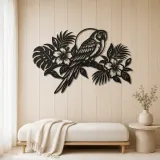 Parrot Tropical Branch Metal Wall Art | Wildlife Silhouette Decor - lifestyle view 5