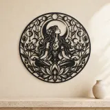 Lotus Moon Woman Metal Wall Art | Minimalist Woman Line Art - lifestyle view 3