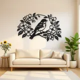 Bluebird Floral Arch Metal Wall Art | Wildlife Silhouette Decor