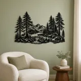Tall Cedar Grove Metal Wall Art | Botanical Metal Wall Decor - lifestyle view 2