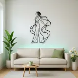 Silk Scarf Profile Metal Wall Art | Minimalist Woman Line Art