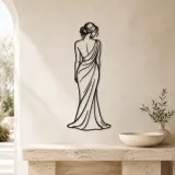 Draped Shoulder Portrait Metal Wall Art | Minimalist Woman Line Art - lifestyle view 3