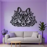 French Bulldog Floral Metal Wall Art | Pet Lover Silhouette Decor